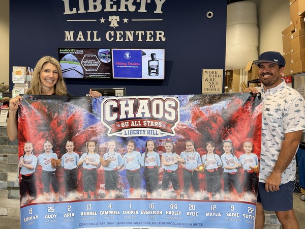 Large vinyl team banner printed for a local youth softball team