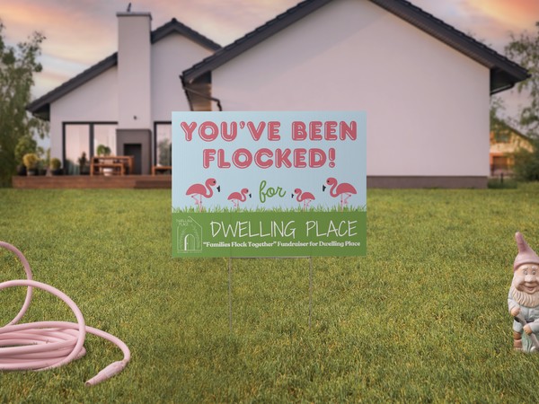Yard sign printed for a local nonprofit's fundraiser campaign